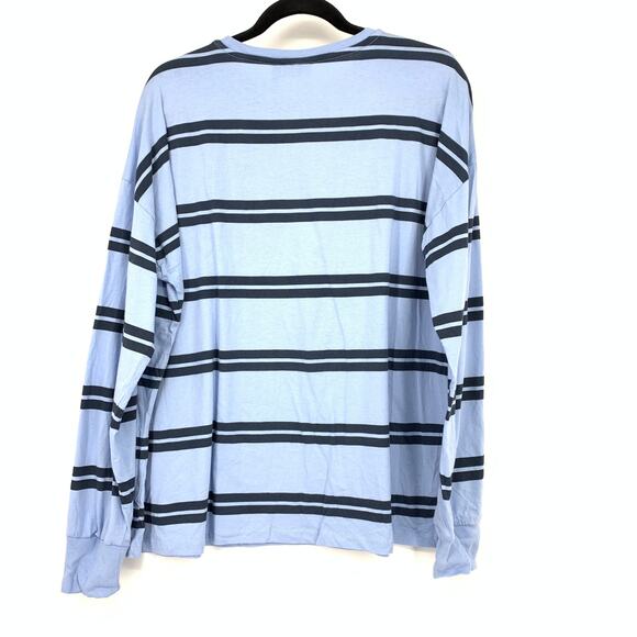 ASOS Design Long Sleeve Crew Neck T-Shirt Womens Sz 6 Blue Navy Two Tone Stripe - Picture 2 of 7